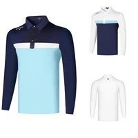 2022 mens golf shirt spring autumn winter sports golf apparel long sleeve t shirt elastic dry fit polo shirt for men