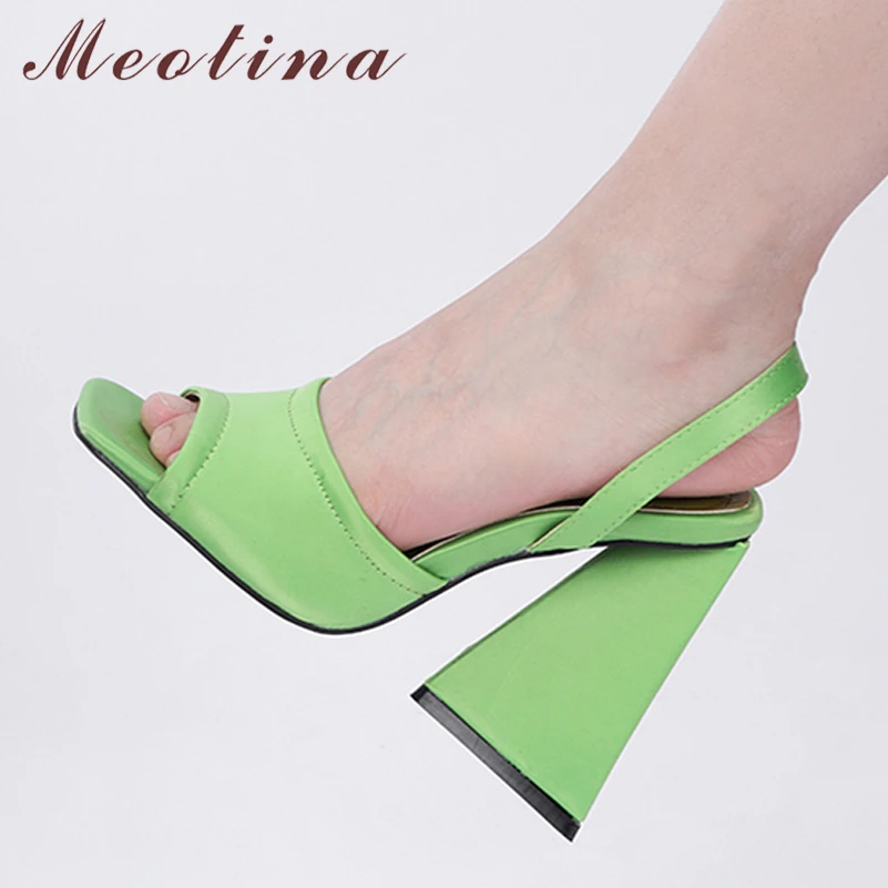 

Meotina Women Fashion Shoes Peep Toe Super High Heel Sandanls Thick Heels Ladies Footwear Summer Green Purple Big Size 45