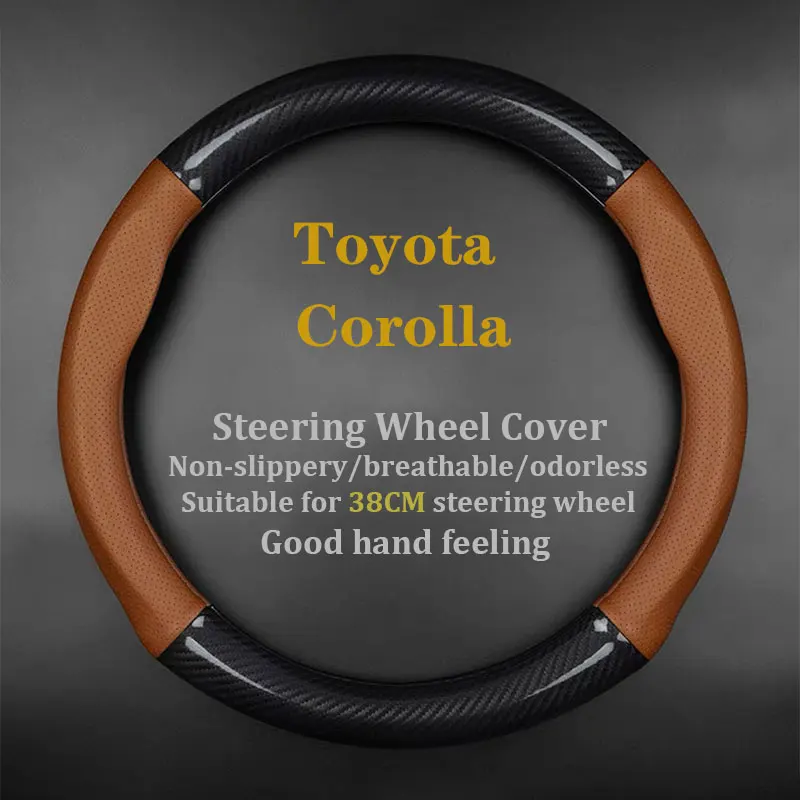 

For Toyota Corolla Steering Wheel Cover Leather Carbon Fiber Fit 1.6L GL 1.8L 2.0L CVT GL-i GLX-i 2009 GL-S GLX-S 2011 2012 2013