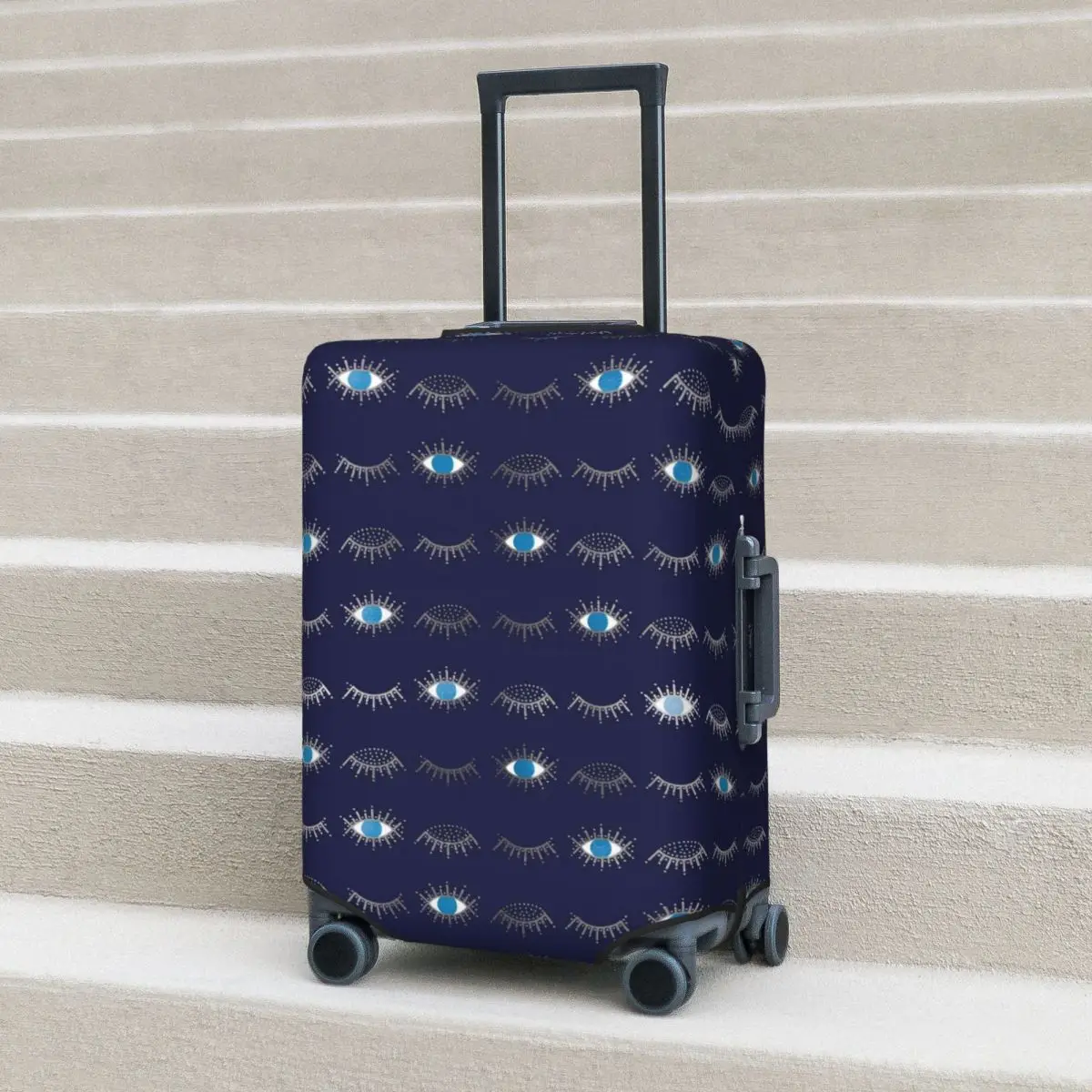 

Eyelashs Print Suitcase Cover Blue Evil Eye Holiday Travel Strectch Luggage Case Protection