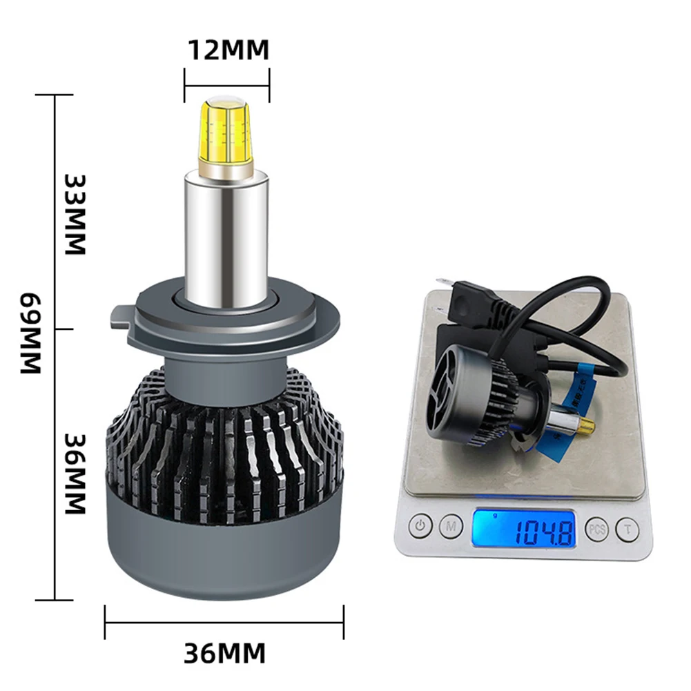 

2pcs H7 360 Degree Six-sided Luminous Car LED Headlight 6000K 12000LM High Quality Car Lights Accessories