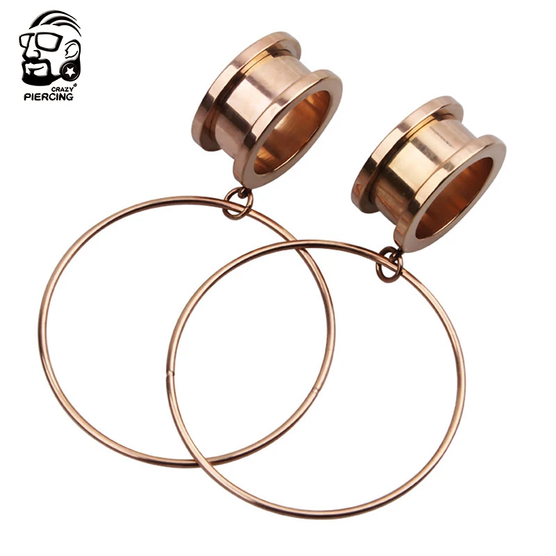 Пара стальных заглушек для ушей туннели серьги прокола тела кольцо подвеска винт