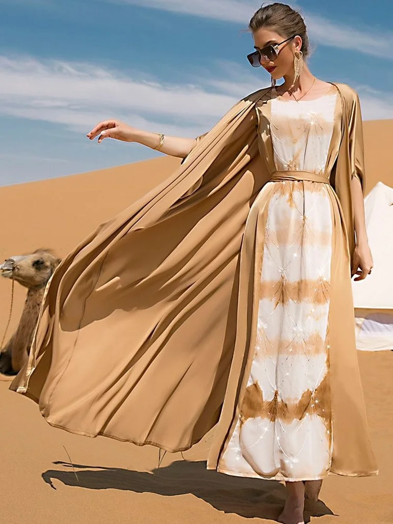 Ramadan Eid Mubarak Abaya Dubai Turkey Islam Muslim Sets Arabic Long Dress Kaftans For Women Robe Longue Kimono Femme Musulmane