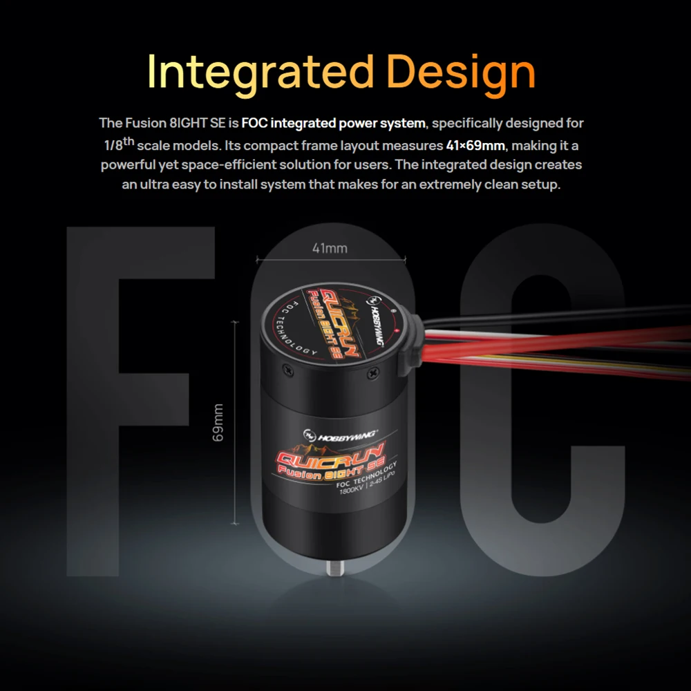 Фото HOBBYWING QUICRUN Fusion 8IGHT SE 2-в-1 60A 1800KV бесщеточный сенсорный двигатель ESC интегрированный для 1/8 RC автомобильной гусеничной системы питания №4