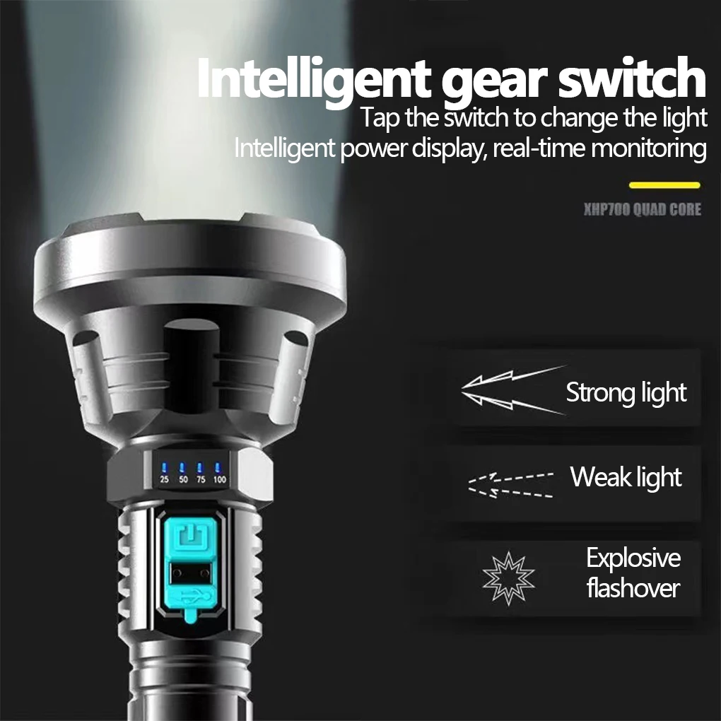 

Outdoor Flashlight Adjustable Waterproof Torch Portable Camping Hunting Fishing Night Lighting Lamp Light Black Blue