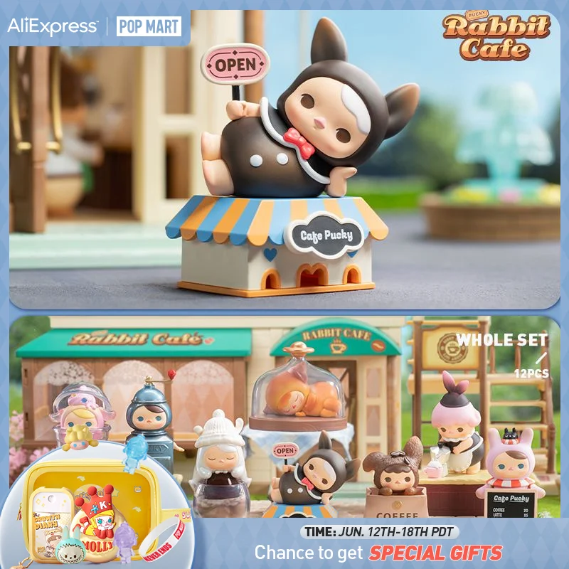POP MART PUCKY Rabbit Cafe Series Mystery Box 1PC/12PCS Blind Action Figure Cute Toy |