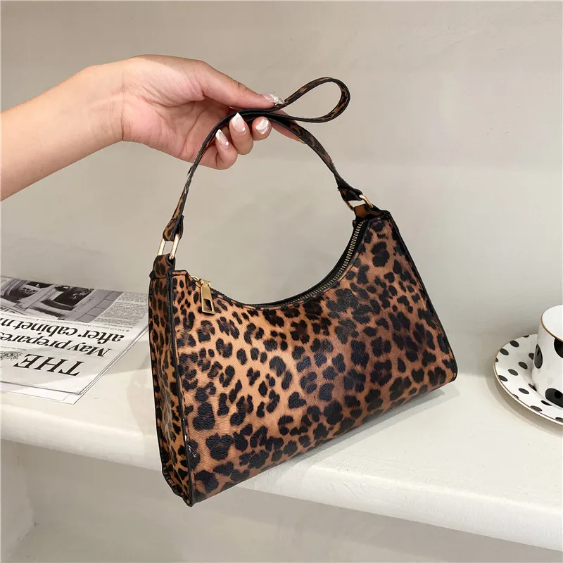 

Leopard Print Bags for Women Zipper Shoulder Underarm Bags Korean Fashion Y2K Handbags Casual Women's Bag 2022 Trend