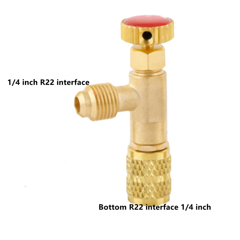 

2PCS Air Conditioning Refrigerant Safety Valve R410A R22 1/4 " Refrigeration Charging Safety Liquid Adapter