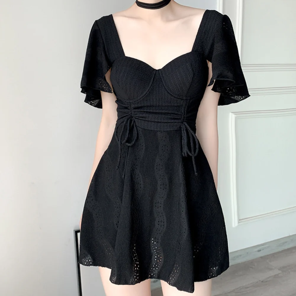 Юбка на молнии с короткими рукавами шнуровке купальник рюшами и горячий весенний