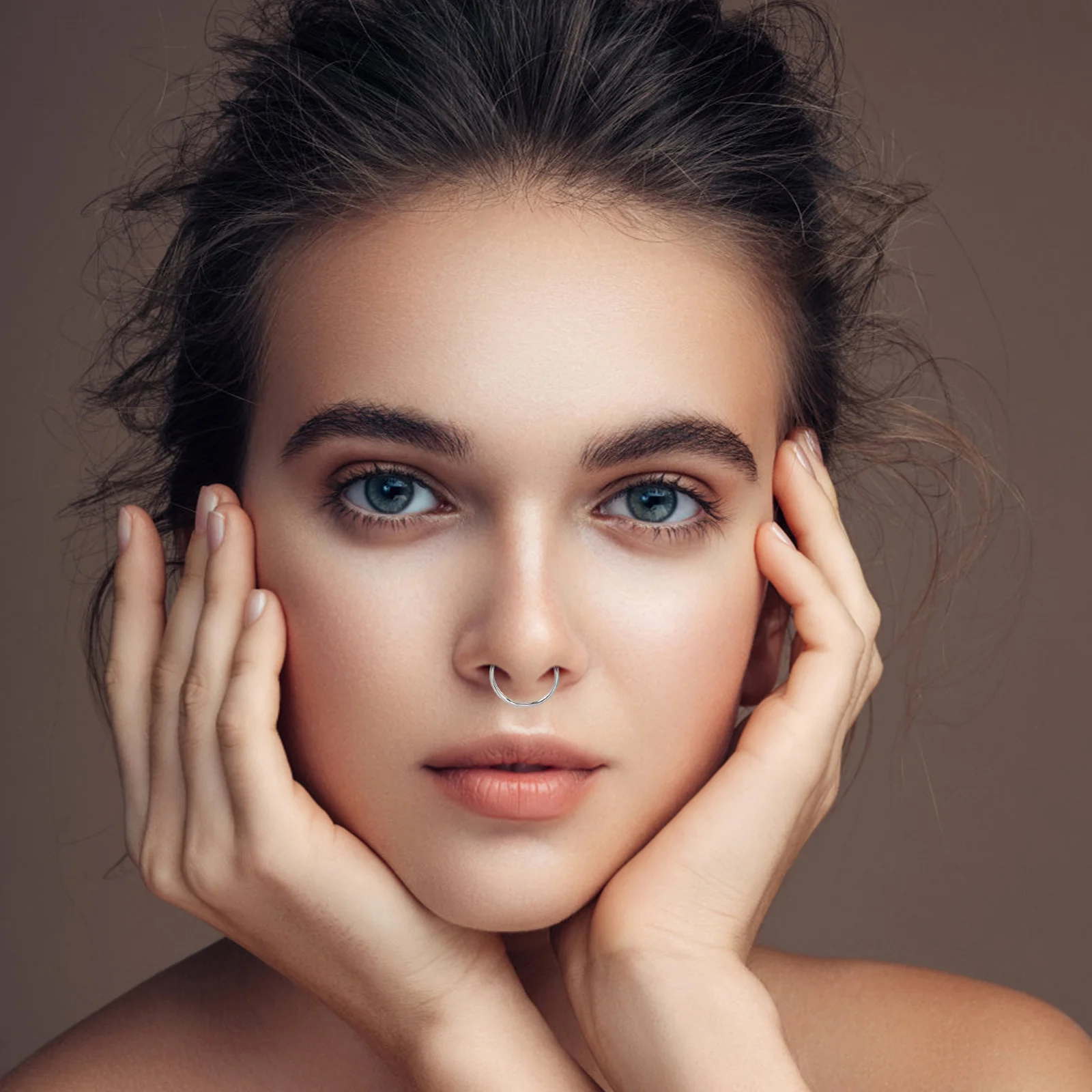 

Nose Piercing Hoop Stud Ring Rings Nipple Belly Jewelry Fake Body Septum Shop Bars Navel Barbell Titanium Button Horseshoe Bone