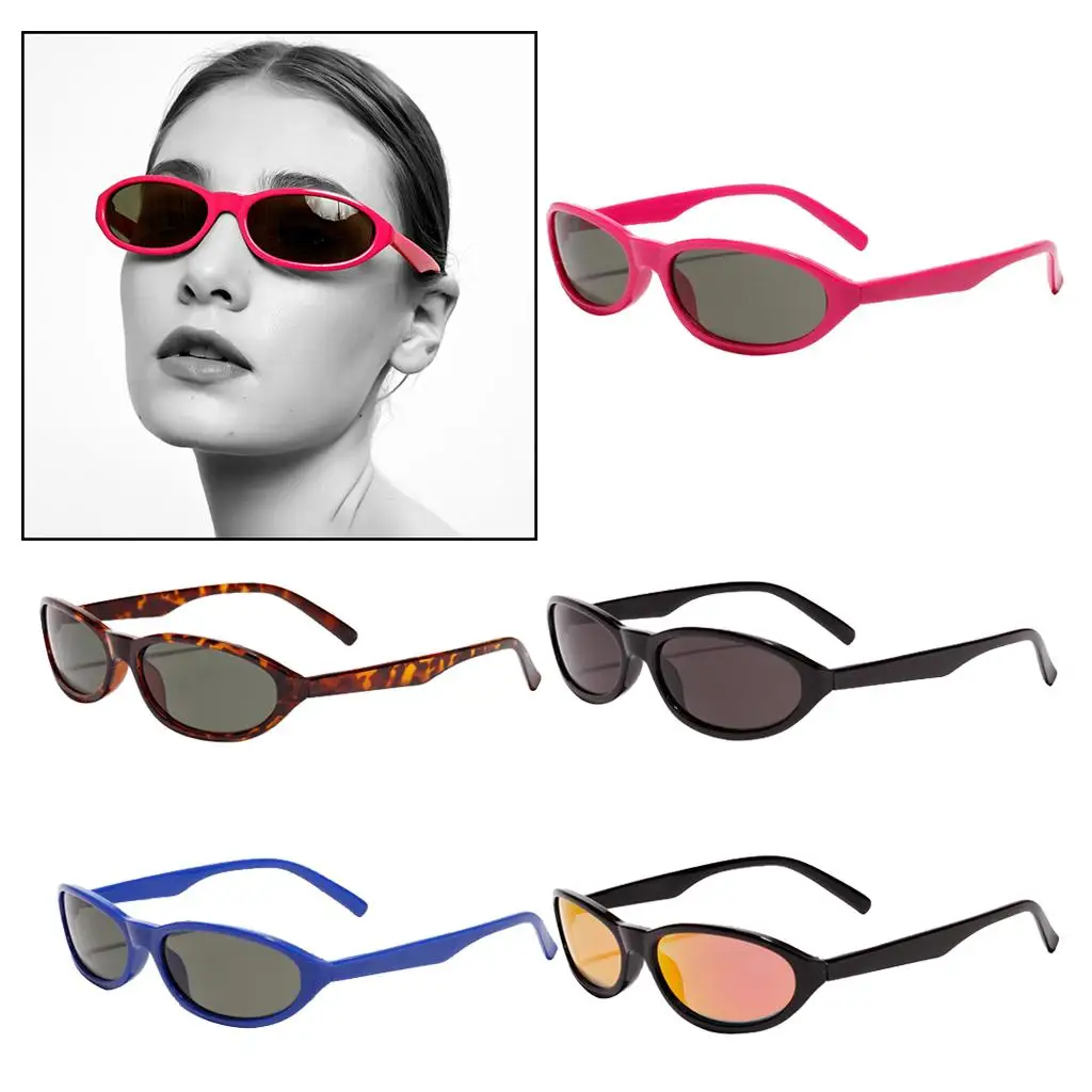 

UV400 Oval Cat Eye Sunglasses Punk Reflective Shades Party Eyewear
