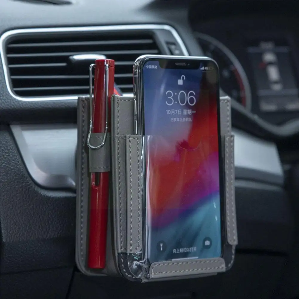 

Car Air Outlet Storage Phone Bag Multifunctional Car Durable Bag Storage Mobile Auto Pu Hanging Accessories Interior Box Le C9c6