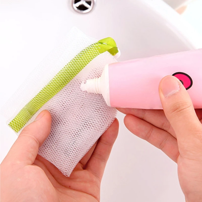 

2022 New 10x Soap Foaming Nylon Mesh Drawstring Bag Bubble Foam Net Bath Cleaning Gloves