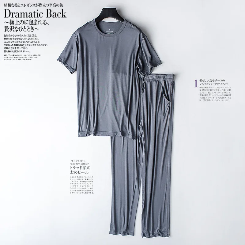 

Women Men's New Modal Pajamas Two-Piece Short-Sleeved Trousers Thin Large Size Loose Sports Home Wear Suit Summer Sleepwear