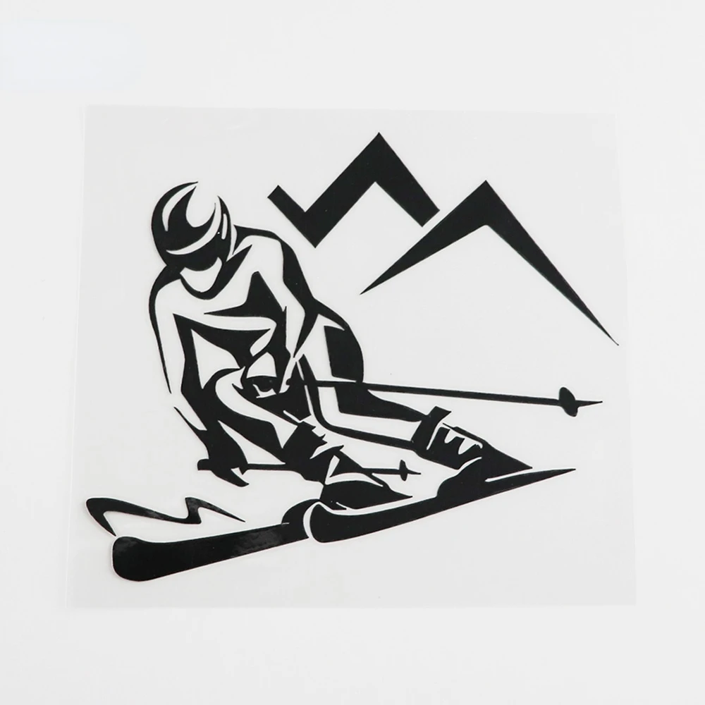 

Skier Лыжная Экстремальная зимняя спортивная Виниловая наклейка для автомобиля черный/серебристый 14,1 см x 12,4 см