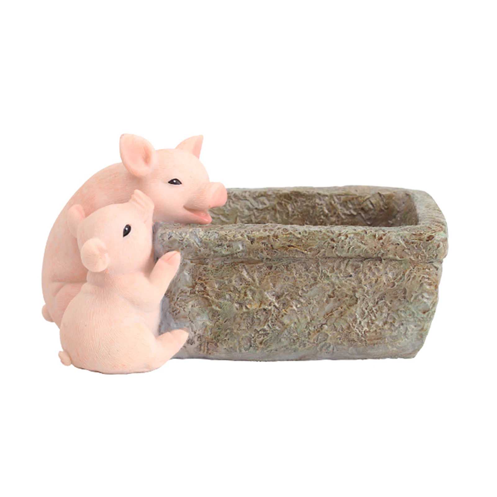 

Garden Decor Miniature Drain Bonsai Cactus Flower Pot Desktop Succulent Planter Home Office Gifts Ornamental Craft Resin Pig