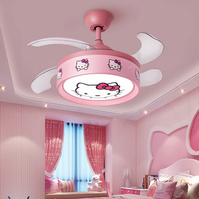 

Pendant Lamp Led Art Chandelier Ceiling Fan Light Modern Children Bedroom Decor Invisible Living Dining Remote Control