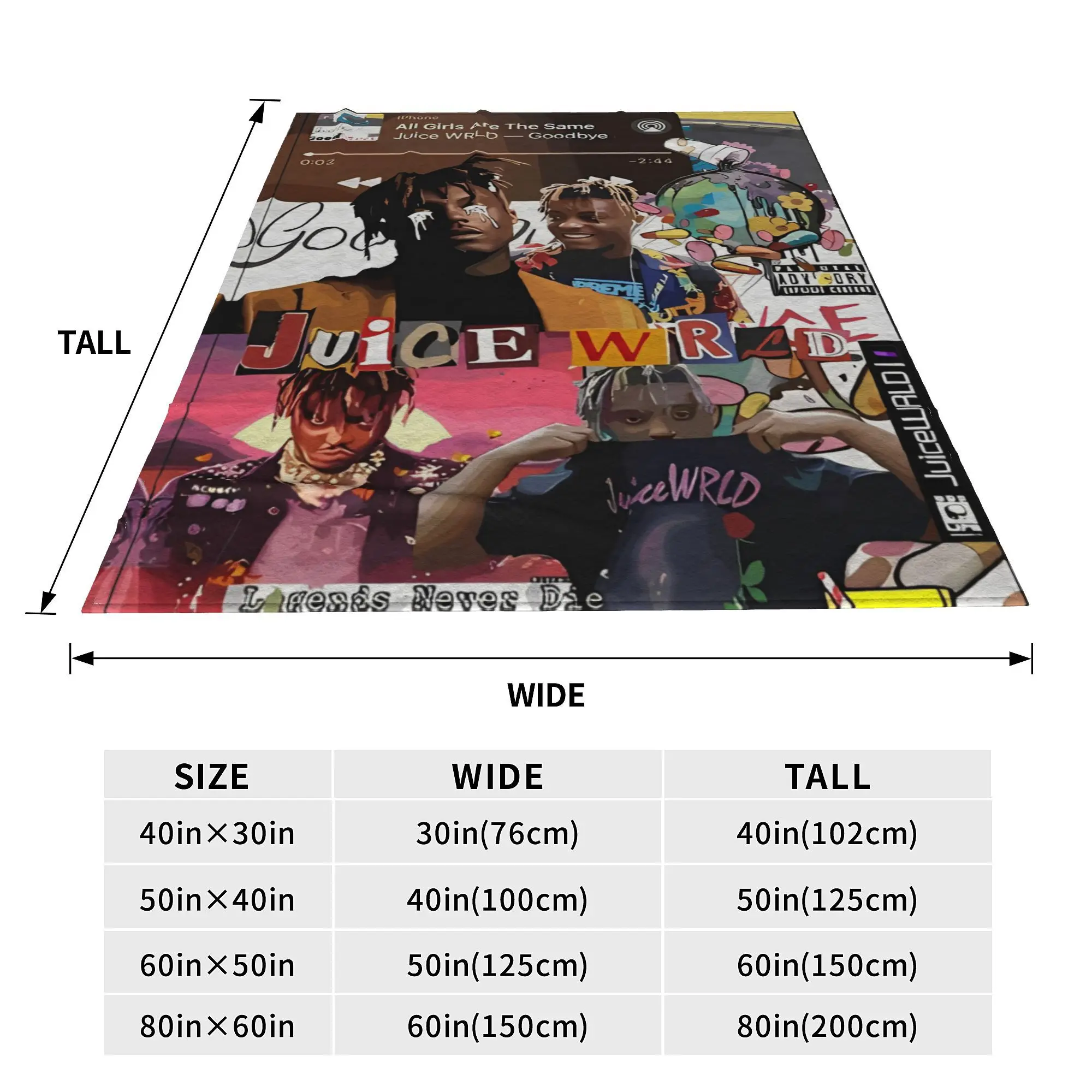 Juice Wrlds Colection Blanket Cover Hip Hop Music Flannel Throw Blankets Summer Air Conditioning Decoration Soft Warm Bedspreads