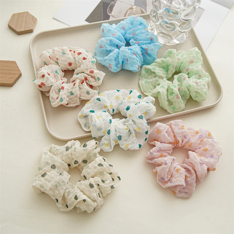 

Colorful Dot Series Hair Ring Net Yarn Ponytail Holder Hair Tie DIY Soft Hair Tie Simple Basic Elastic Hair Rope Hair Accessory