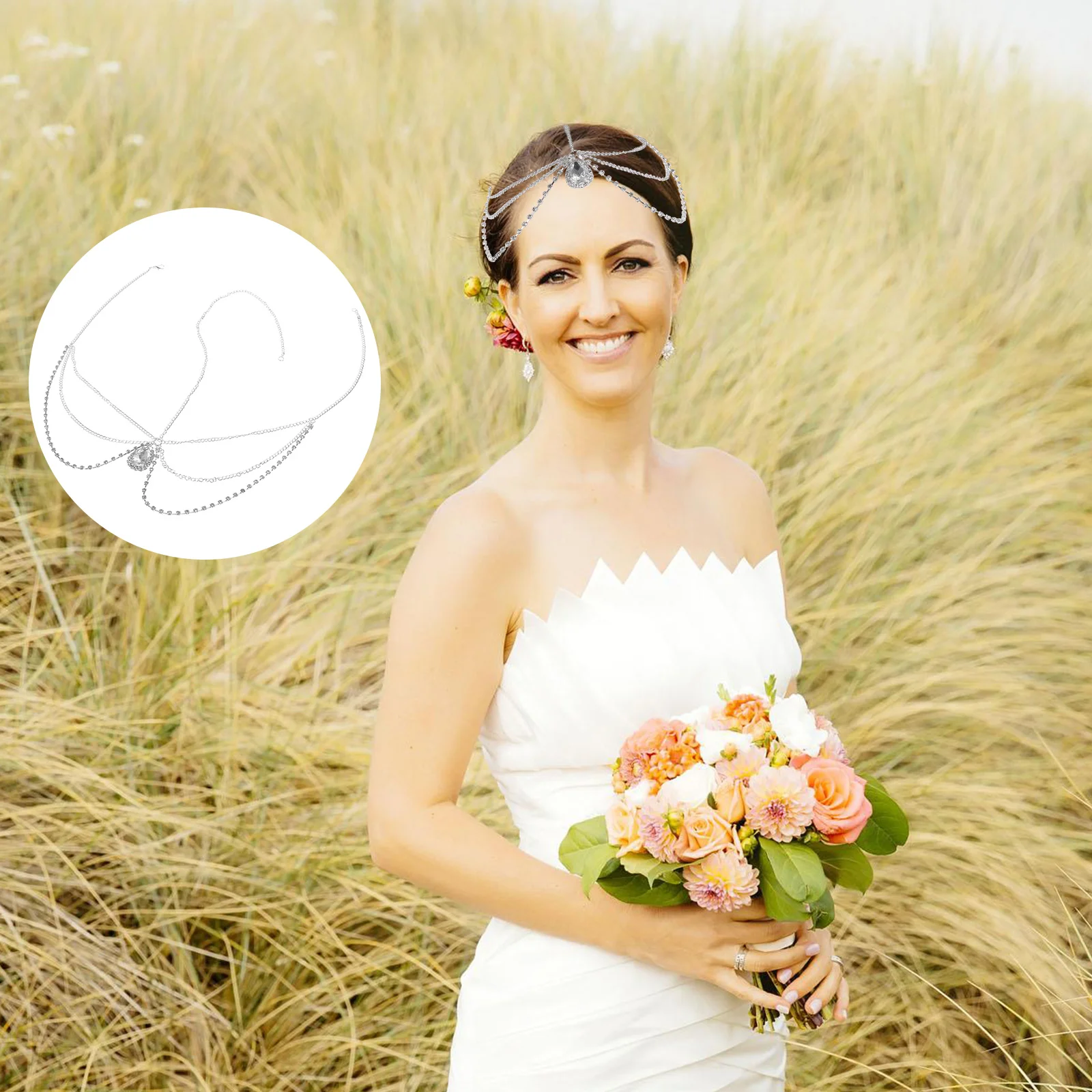 

1Pc Forehead Chain Drop Shape Hair Hoop Tassel Forehead for Wedding Anniversary Day