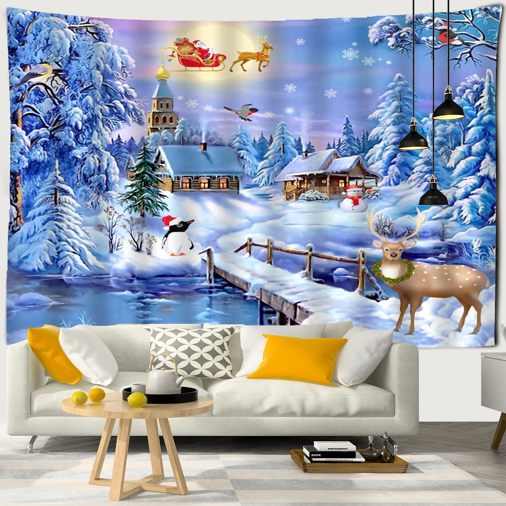 

Christmas tapestry wall hanging Christmas day home decoration Christmas tree room decoration printing large size tapestry