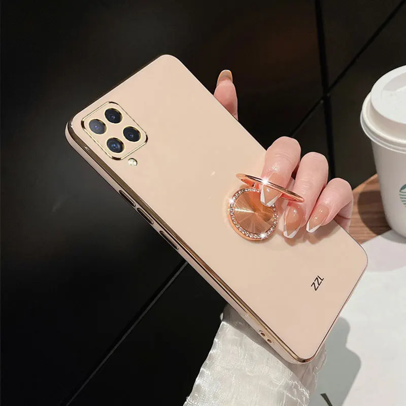 

Роскошный чехол-держатель для телефона Samsung Galaxy A22 4G, чехол, силиконовый мягкий чехол с покрытием для Samsung A22, чехлы для A 22, A12, A42, искусственная...