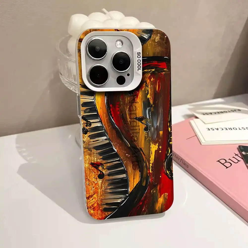 Фото Матовый чехол-бампер с дизайном клавиатуры пианино для iPhone 17 16 11 12 13 14 15 Pro ProMax Plus Mini №5