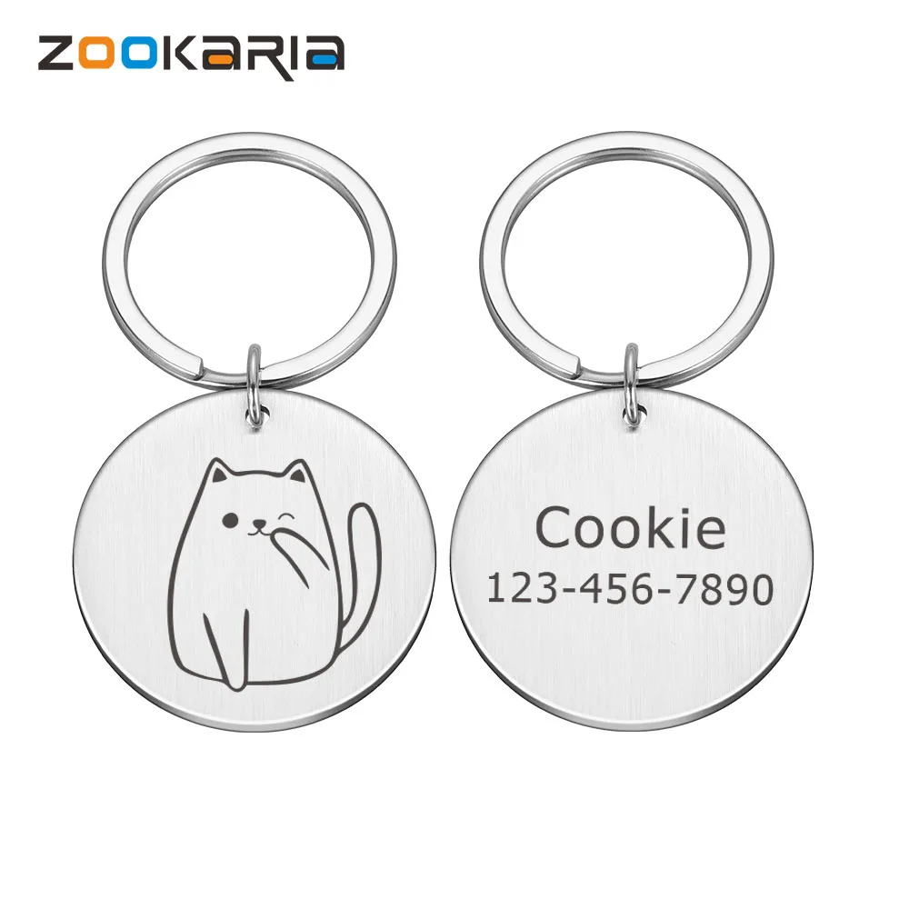 

Dog ID Name Tag Personalized Engraved Tag Puppy Kitten Pet Cat For Collar Accessories Supplies Custom Stainless Steel ID Tags