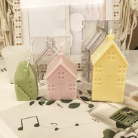 3d small house villa wooden house silicone mold aromatherapy candle diy plastic mold nordic simple home crafts ornaments decor