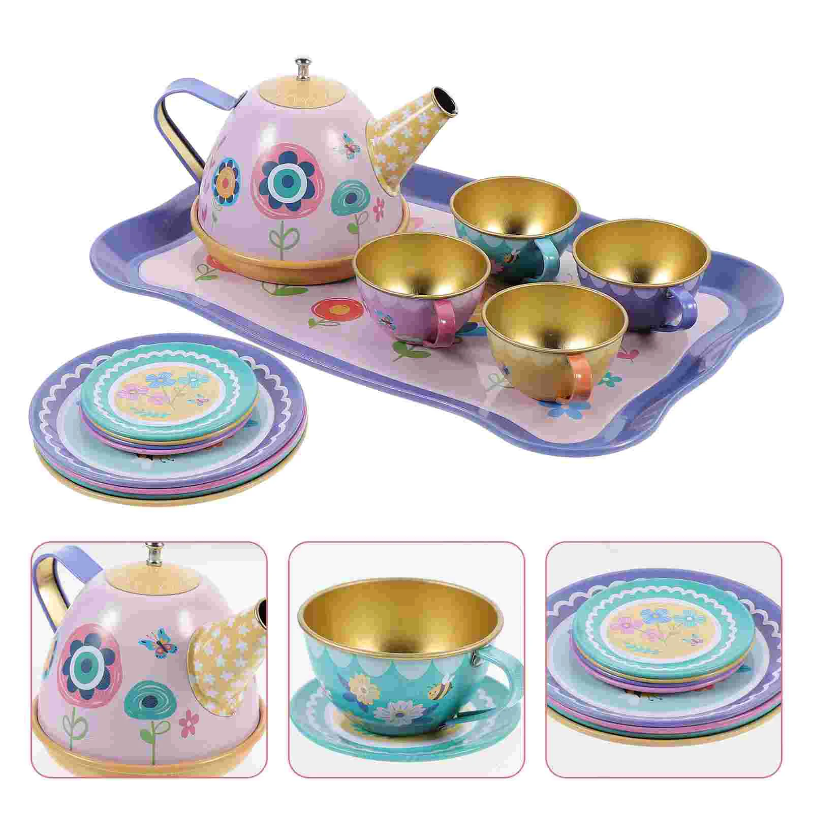 

Tea Pretend Play Set Kids Kitchen Time Playset Pot Accessories Plate Plates Cupsroyal Cup Teapottoy Child Role Toyskid