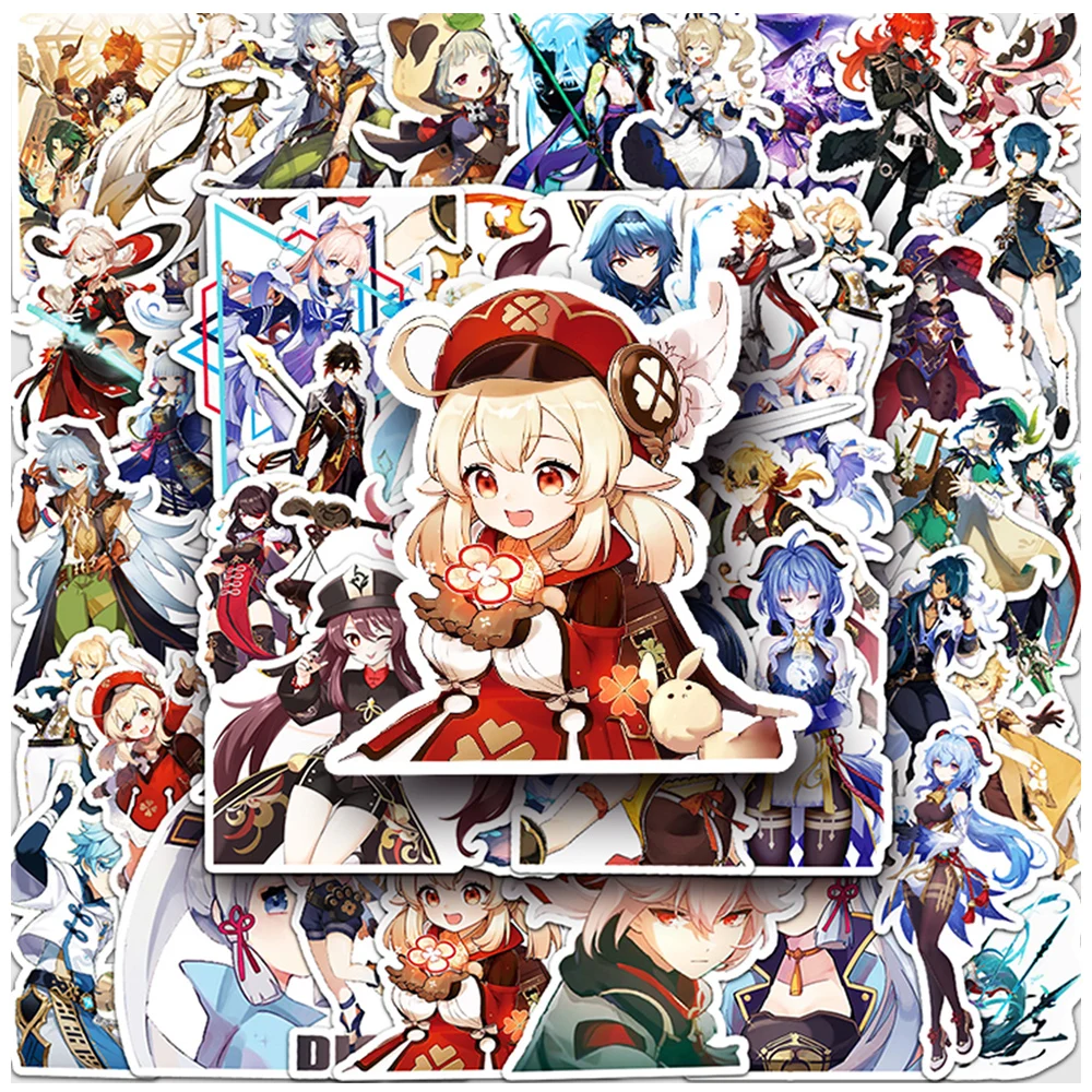 

10/30/50pcs Game Cartoon Genshin Impact Stickers for Kids DIY Skateboard Laptop Phone Case Waterproof Kawaii Sticker Packs Gifts