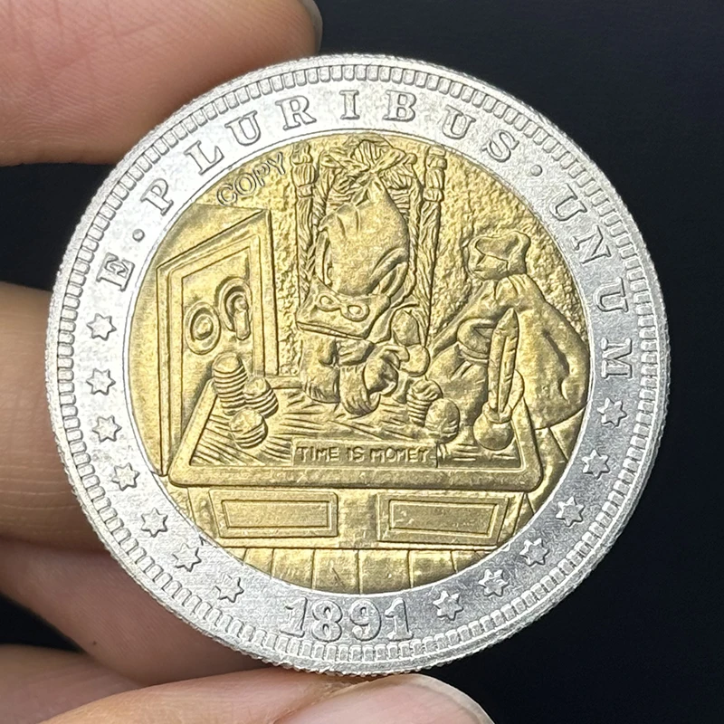 

Памятная монета США 1891 "Time is Money", двухцветная монета, коллекция бродяги, памятная монета, медаль, Гольда и серебро