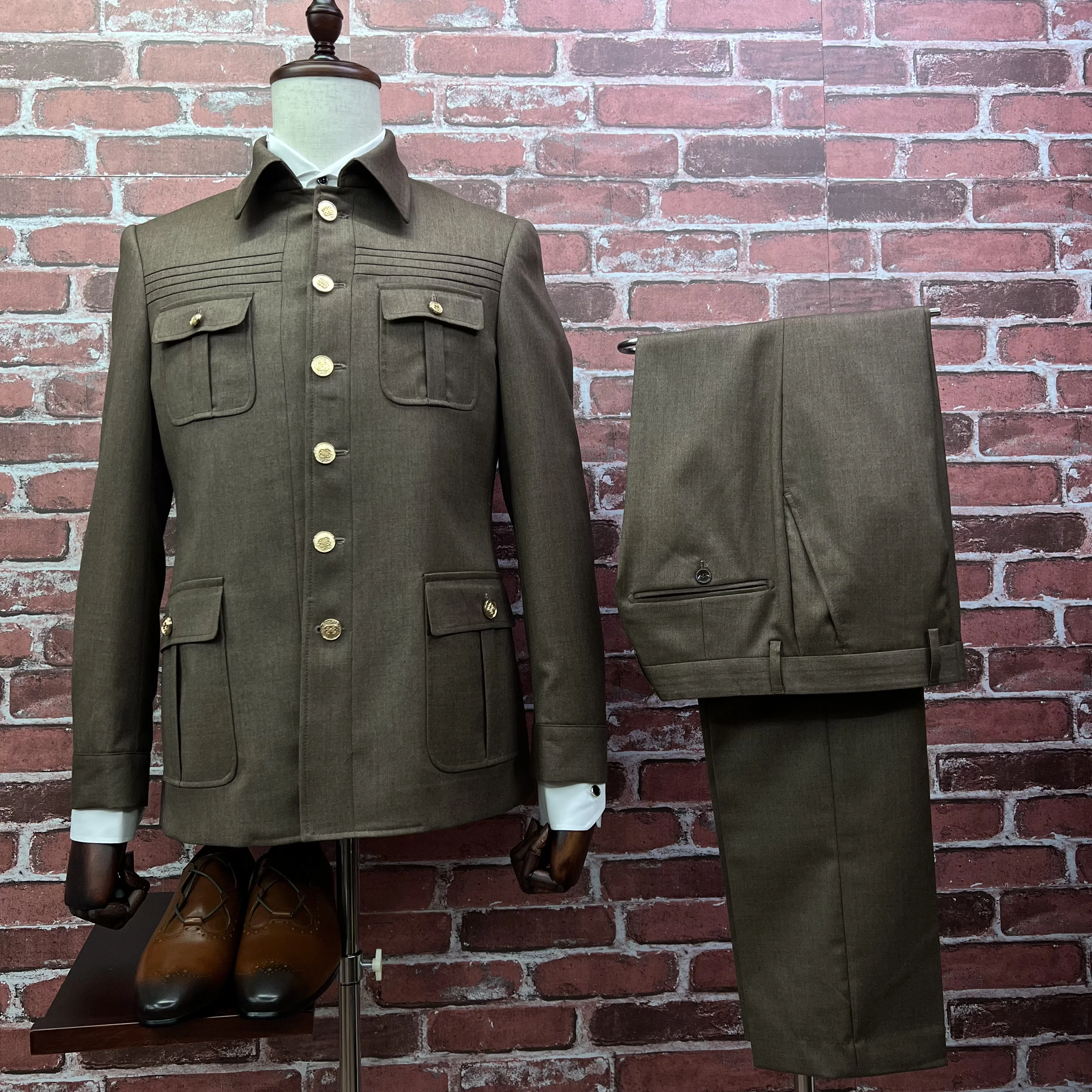 Мужские костюмы кофе-сафари индивидуальные блейзеры и брюки обычные деловые