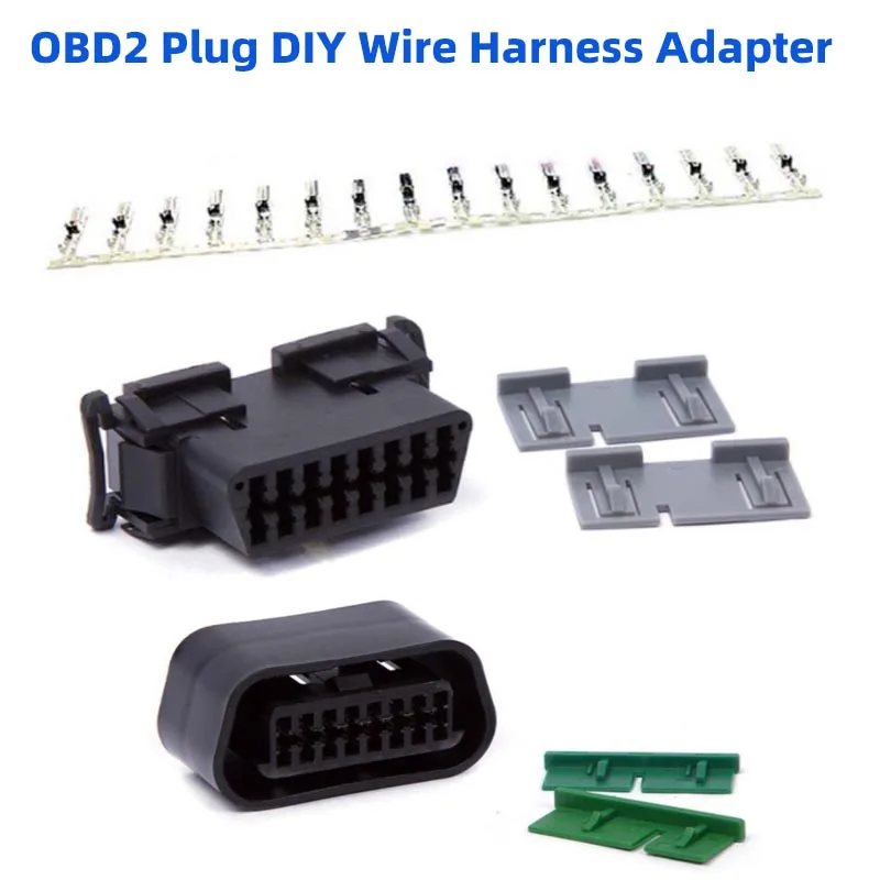 16-контактный разъем OBD2 с женским и мужским разъемами, кабель оболочки для Toyota, Honda, Kia, Volkswagen, пластиковый адаптер для обнаружения, диагностический инструмент