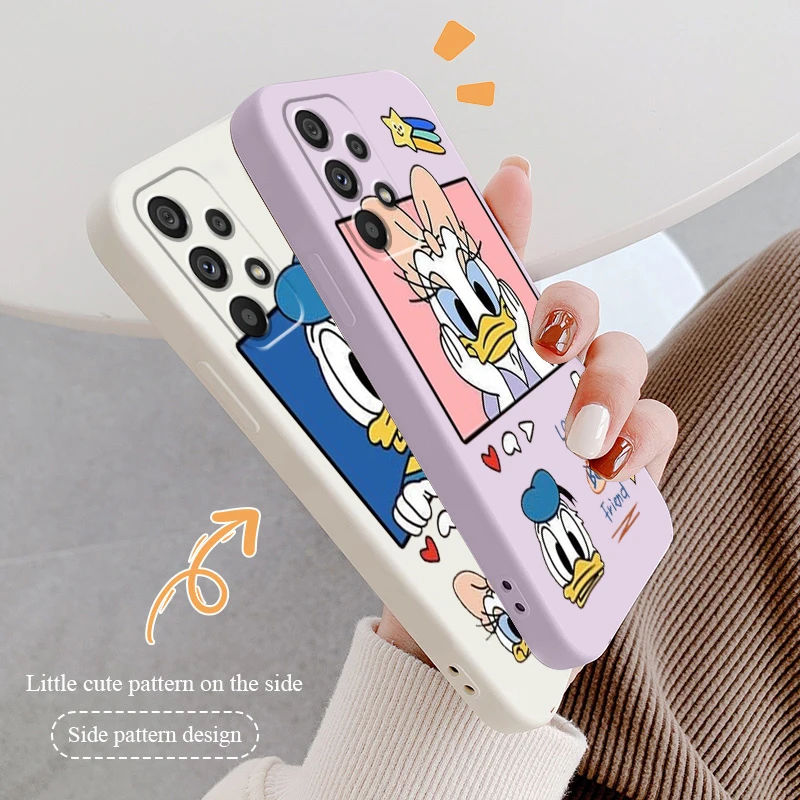 

Disney Mickey Donald Duck Liquid Rope Funda Phone Case For Samsung A73 A53 A33 A52 A32 A23 A22 A71 A51 A21S A03S A50 A30 5G