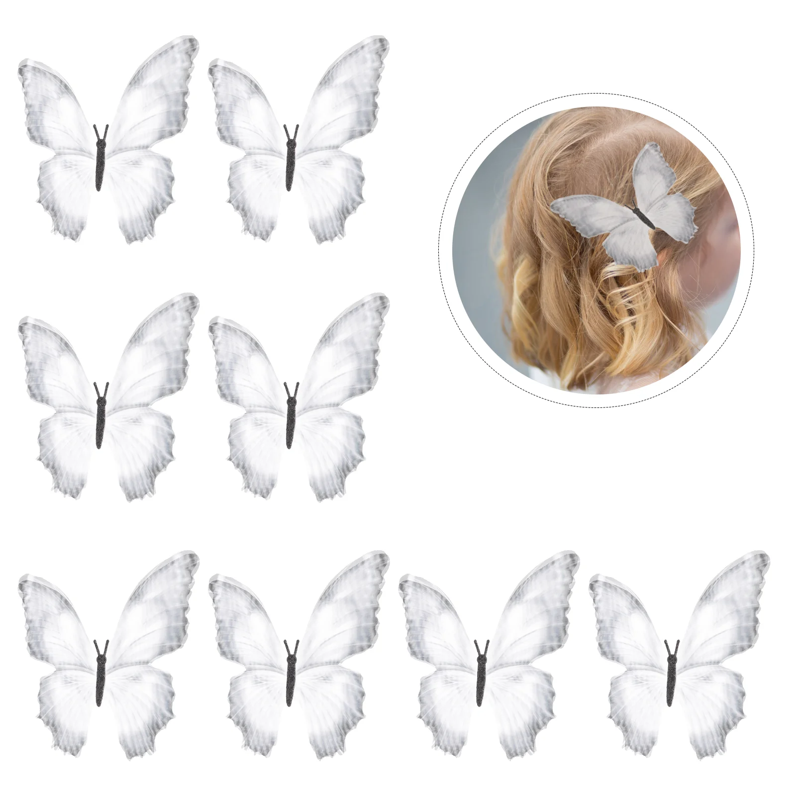 

Butterfliesforhair Headpiece Bride Wedding Organza Decor Lace Trim Ribbonembroidery Fake Applique Cloth Silk Fabric Crafts Bows