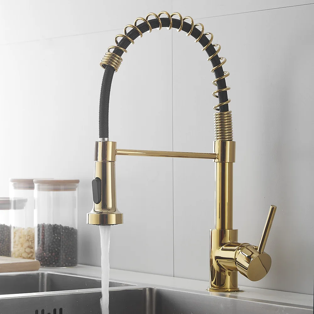 

Full Copper Gold Spring Faucet Kitchen Sink Faucet Hot And Cold Swivel Faucet Pull Down Kitchen Faucet Water Faucet