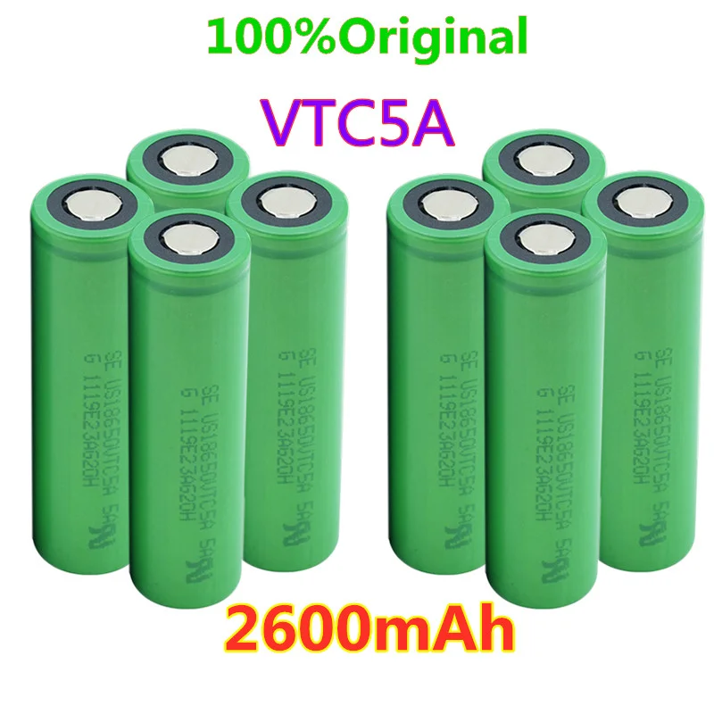 

100% Original 18650 2600mAh 25A 3.7v Rechargeable Li-ion Battery VTC5A 18650 Flat/button Top for Power Tools/flashlights