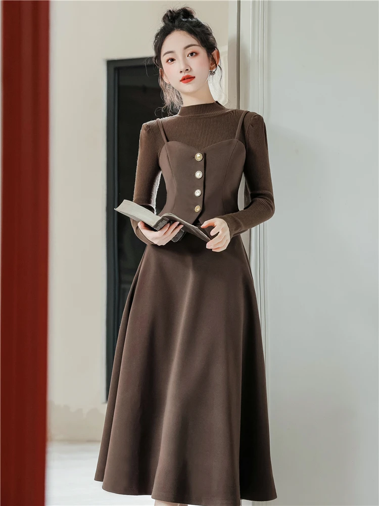 Осенне-зимний французский костюм с пальто внутренняя одежда женский сладкий