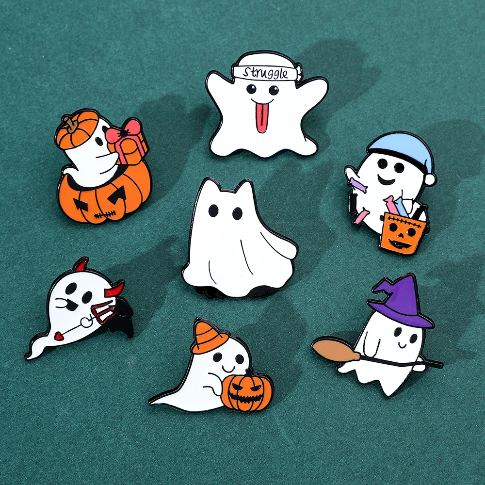 

Funny Halloween Ghost Enamel Pins Punk Pumpkin Horror Goth Alloy Brooch Lapel Badges Jewelry Witch Dark Festival Gifts