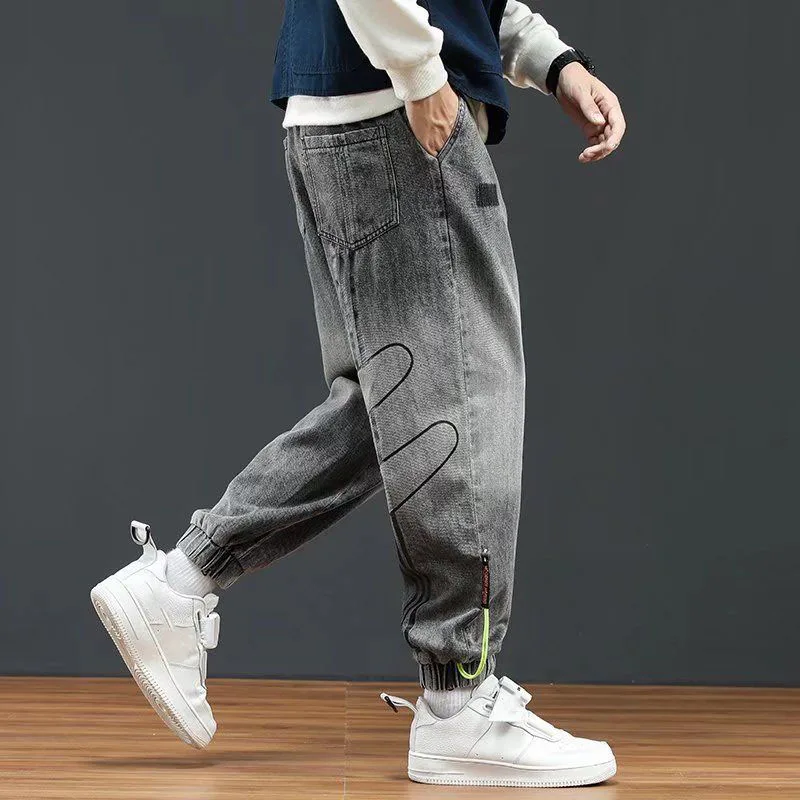 

New Jeans Men's Tide Brand Large Size Loose Straight Leggings Casual Personality Harem Trousers Mens Jeans