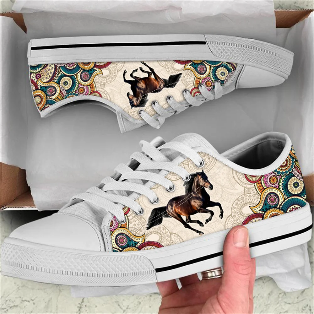 Casual Horse Printed Shoes Animals Patten Durable Breathable Mesh Flats Luxury Design Anti-slip Sport Running Sneakers for Women