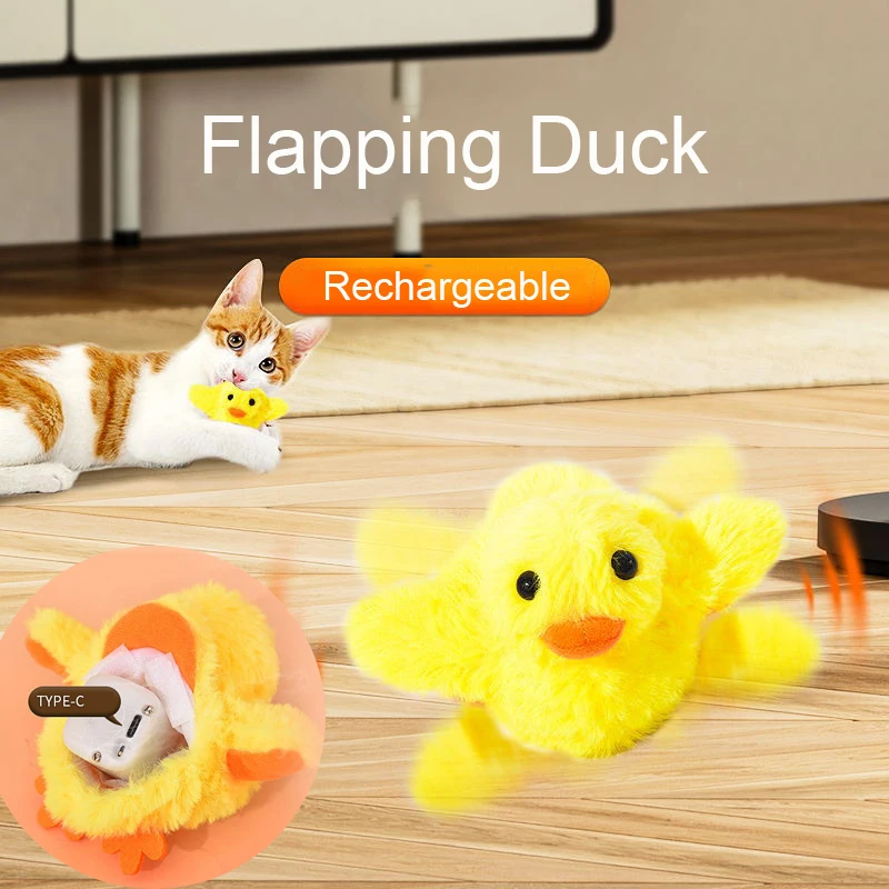 

Flapping Duck Cat Toys Interactive Electric Bird Toys Washable Cat Plush Toy with Catnip Vibration Sensor Cats Game Toy Kitten