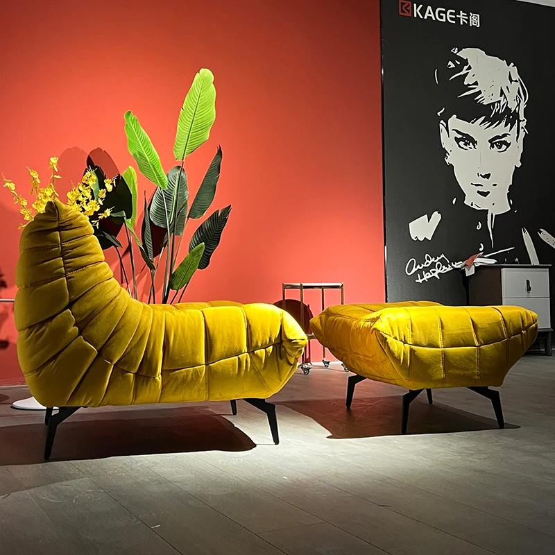 

Plush Cushion Sofabed Living Room Modern Chaise Lounge Fabric Minimalist Nordic Lounge Recliner Lazy Bed Divano Home Furniture