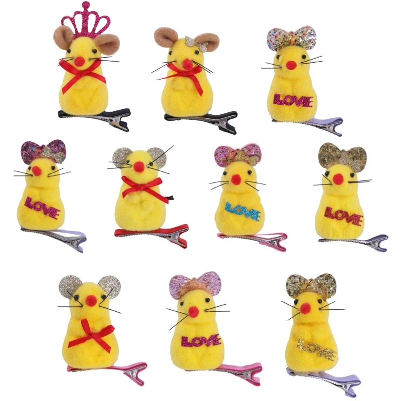 10 шт. заколка для волос с милыми мультяшными мышами украшение уникальная в форме