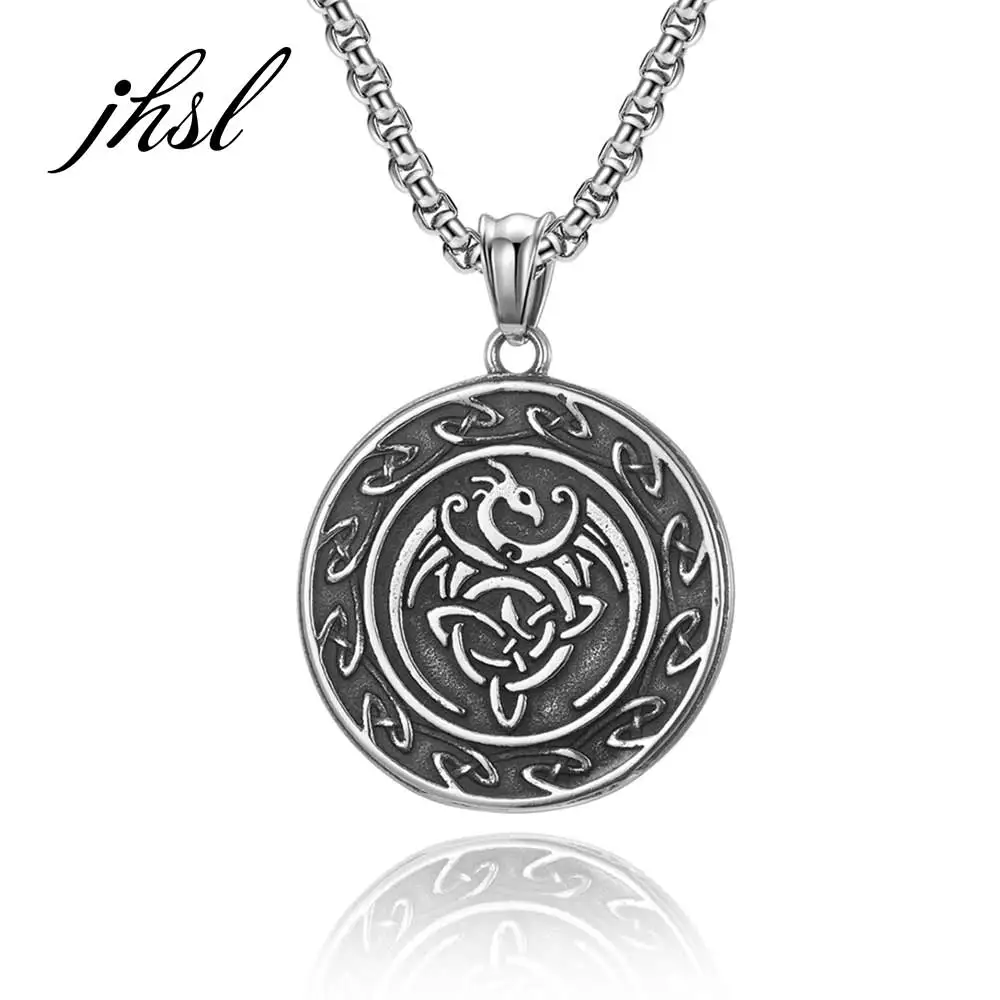 

JHSL Classic Northern Europe Viking sign Men Necklace Pendants Stainless Steel Silver Color Fashion Jewelry Wholesale