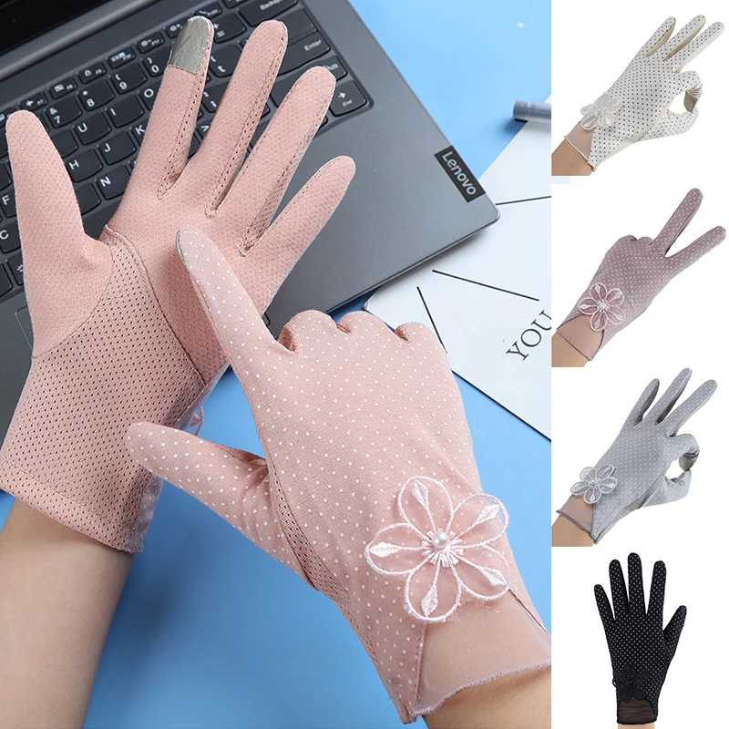 

1 Pair Short Gloves Women Summer Lace UV Sunscreen Gloves Anti-Slip Breathable Cycling Driving Gloves Sexy Lady Gloves