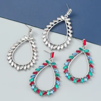 new trend water drop rhinestone earrings womens popular exaggerated dangle earrings banquet jewelry accessories