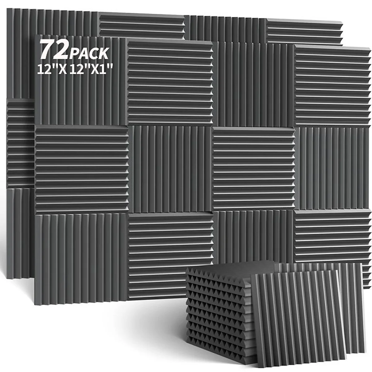 

72Pcs 30x30x2.5cm Studio Acoustic Foam Panel Soundproof Wall Noise Protective Foam Sound Absorption Treatment Panel KTV Room