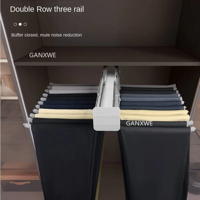 Wardrobe Top-Mounted Trousers Rack Pants-Drawer Aluminum Alloy+ABS Pants Pull Rack Hanging Pants Slide
